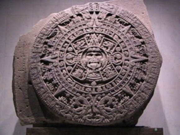 Mandala , motyw życia wewnątrz ziemi z otworami na biegunach , jako kalendarz majów.